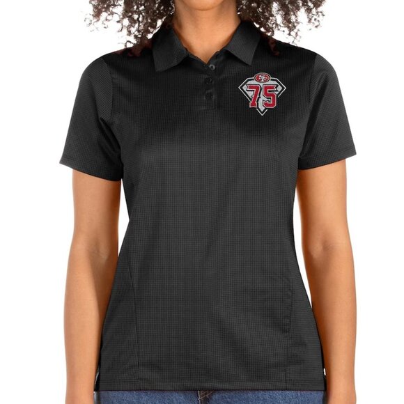 Women's Antigua Charcoal Gray San Francisco 49ers 75th Anniversary Balance Polo - Picture 1 of 6